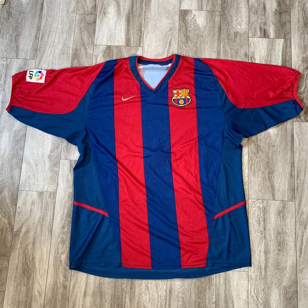 RARE Vintage Nike FC Barcelona Jersey Mens Medium Saviola #7 Home Soccer